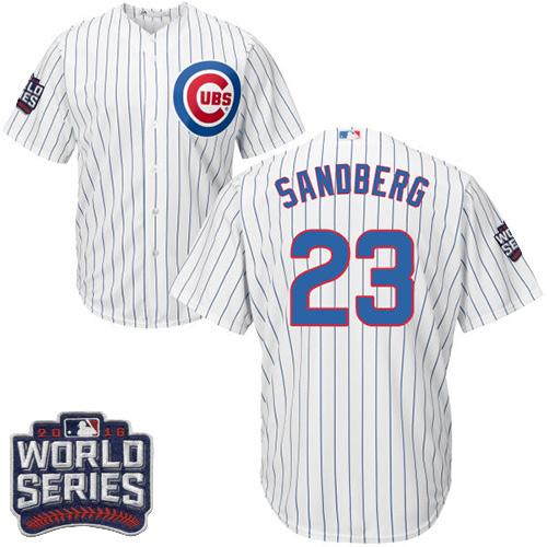Kid Chicago Cubs 23 Ryne Sandberg White Home 2016 World Series Bound MLB Jersey
