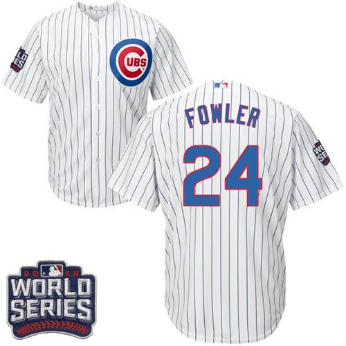 Kid Chicago Cubs 24 Dexter Fowler White Home 2016 World Series Bound MLB Jersey