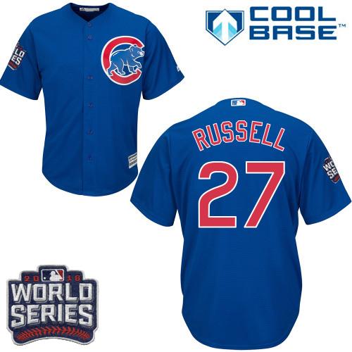 Kid Chicago Cubs 27 Addison Russell Blue Alternate 2016 World Series Bound MLB Jersey