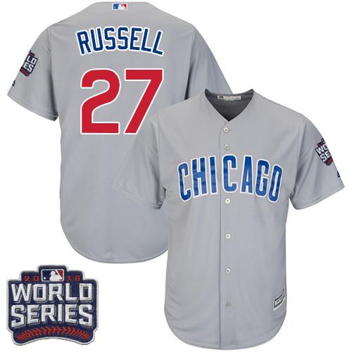 Kid Chicago Cubs 27 Addison Russell Grey Road 2016 World Series Bound MLB Jersey