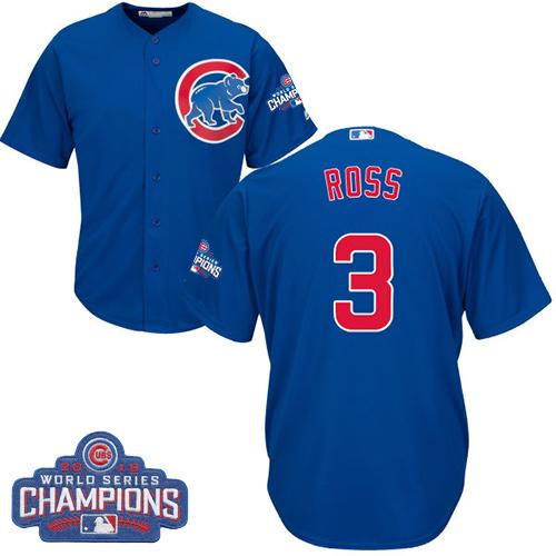 Kid Chicago Cubs 3 David Ross Blue Alternate 2016 World Series Champions MLB Jersey