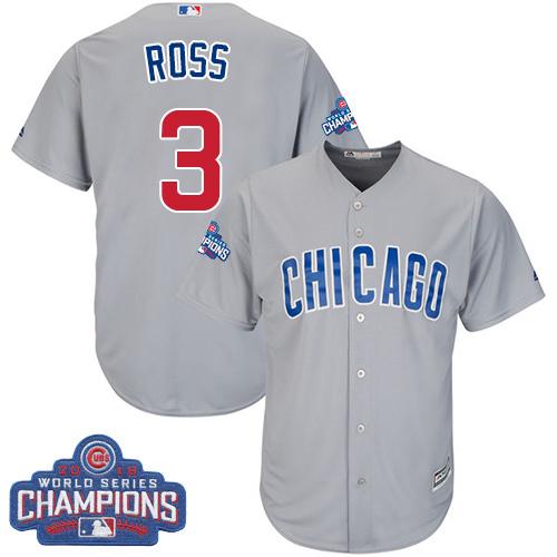 Kid Chicago Cubs 3 David Ross Grey Road 2016 World Series Champions MLB Jersey