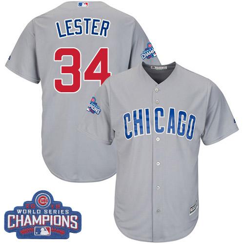Kid Chicago Cubs 34 Jon Lester Grey Road 2016 World Series Champions MLB Jersey