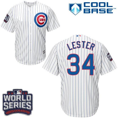 Kid Chicago Cubs 34 Jon Lester White Home 2016 World Series Bound MLB Jersey