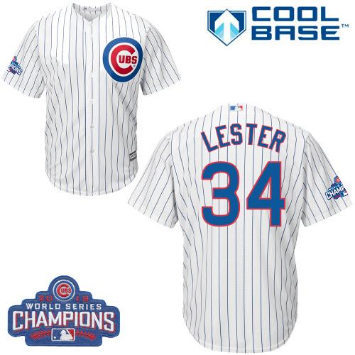 Kid Chicago Cubs 34 Jon Lester White Home 2016 World Series Champions MLB Jersey