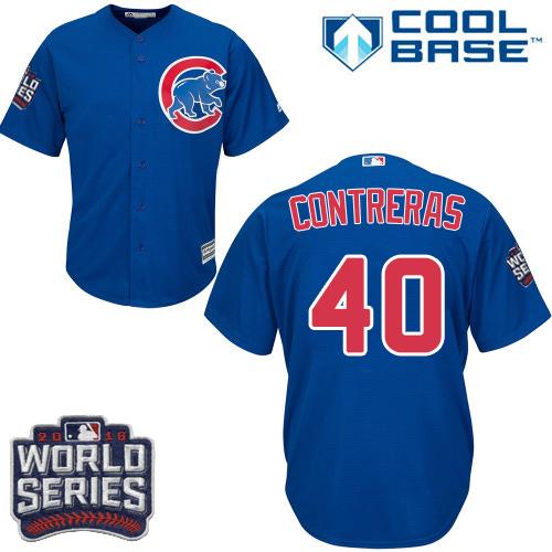 Kid Chicago Cubs 40 Willson Contreras Blue Alternate 2016 World Series Bound MLB Jersey