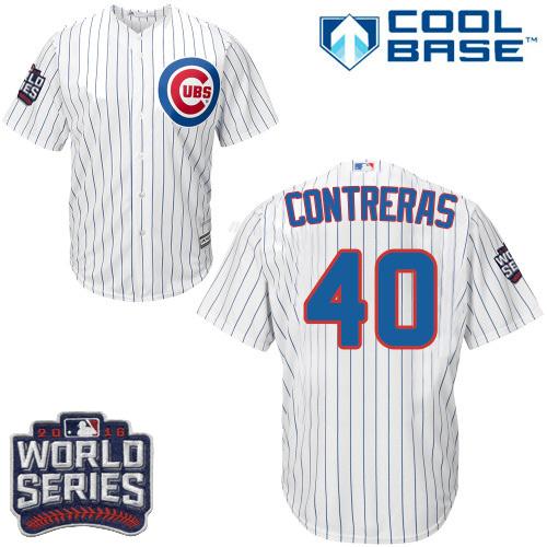 Kid Chicago Cubs 40 Willson Contreras White Home 2016 World Series Bound MLB Jersey