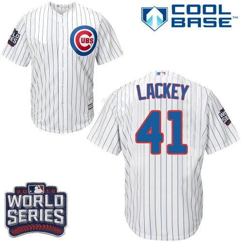 Kid Chicago Cubs 41 John Lackey White Home 2016 World Series Bound MLB Jersey