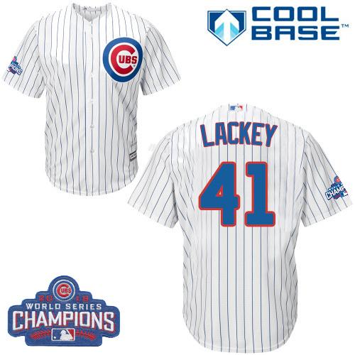 Kid Chicago Cubs 41 John Lackey White Home 2016 World Series Champions MLB Jersey