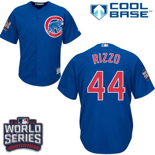 Kid Chicago Cubs 44 Anthony Rizzo Blue Alternate 2016 World Series Bound MLB Jersey