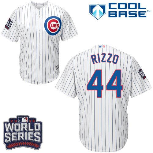 Kid Chicago Cubs 44 Anthony Rizzo White Home 2016 World Series Bound MLB Jersey