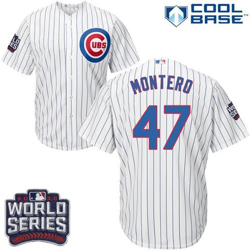 Kid Chicago Cubs 47 Miguel Montero White Home 2016 World Series Bound MLB Jersey