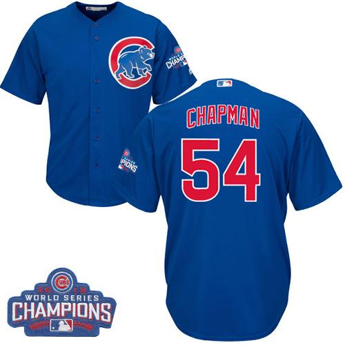 Kid Chicago Cubs 54 Aroldis Chapman Blue Alternate 2016 World Series Champions MLB Jersey