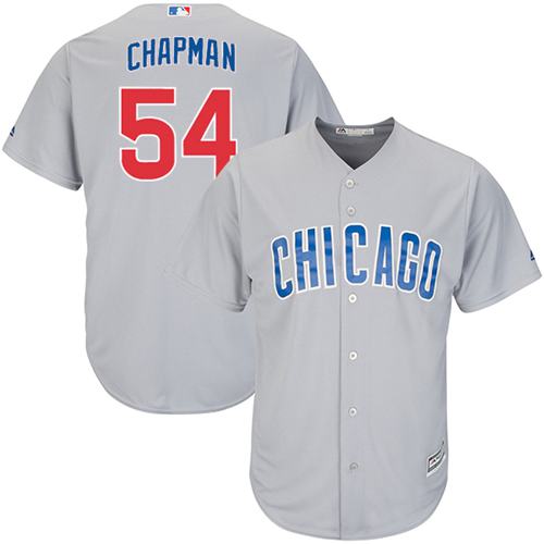Kid Chicago Cubs 54 Aroldis Chapman Grey Road MLB Jersey