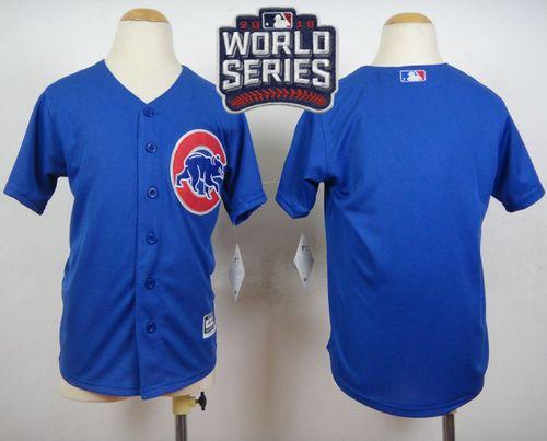 Kid Chicago Cubs Blank Blue Alternate 2016 World Series Bound MLB Jersey