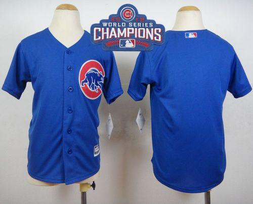 Kid Chicago Cubs Blank Blue Alternate 2016 World Series Champions MLB Jersey