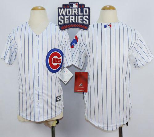 Kid Chicago Cubs Blank White Home 2016 World Series Bound MLB Jersey