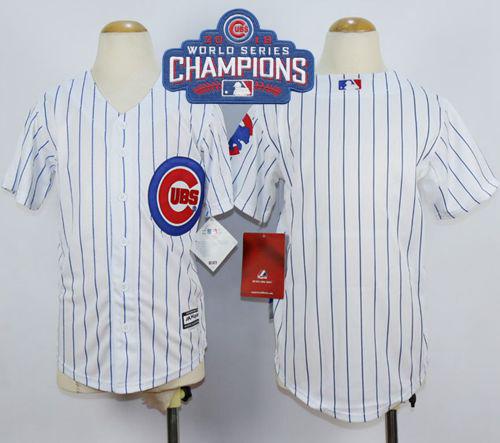 Kid Chicago Cubs Blank White Home 2016 World Series Champions MLB Jersey