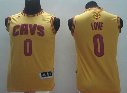 Kid Cleveland Cavaliers 0 Kevin Love Yellow 2016 The NBA Finals Patch Jersey