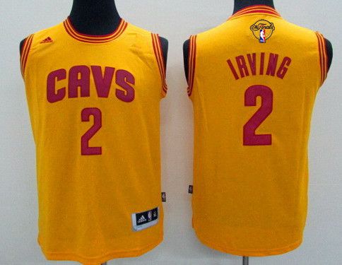 Kid Cleveland Cavaliers 2 Kyrie Irving Yellow 2016 The NBA Finals Patch Jersey