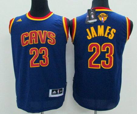 Kid Cleveland Cavaliers 23 LeBron James Navy Blue 2016 The NBA Finals Patch Jersey