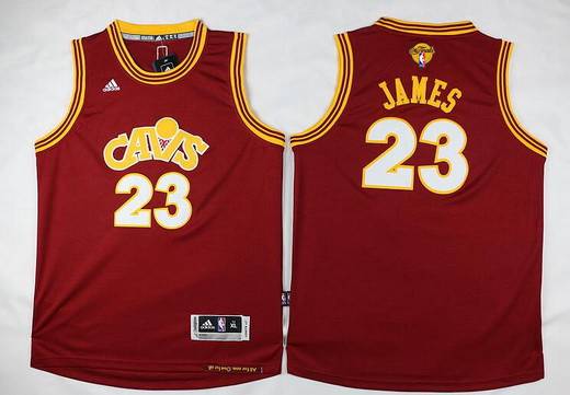 Kid Cleveland Cavaliers 23 LeBron James Red Throwback 2016 The NBA Finals Patch Jersey