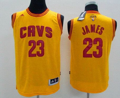 Kid Cleveland Cavaliers 23 LeBron James Yellow 2016 The NBA Finals Patch Jersey