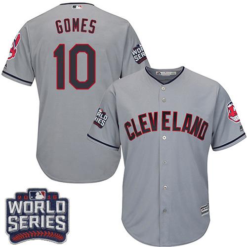 Kid Cleveland Indians 10 Yan Gomes Grey Road 2016 World Series Bound MLB Jersey