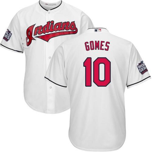 Kid Cleveland Indians 10 Yan Gomes White Home 2016 World Series Bound MLB Jersey