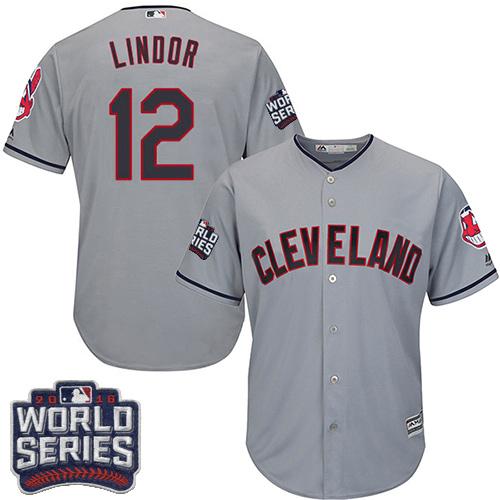 Kid Cleveland Indians 12 Francisco Lindor Grey Road 2016 World Series Bound MLB Jersey