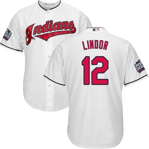 Kid Cleveland Indians 12 Francisco Lindor White Home 2016 World Series Bound MLB Jersey