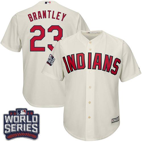 Kid Cleveland Indians 23 Michael Brantley Cream Alternate 2016 World Series Bound MLB Jersey