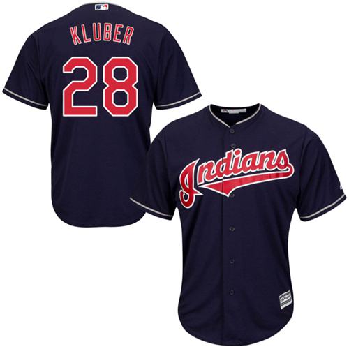 Kid Cleveland Indians 28 Corey Kluber Navy Blue Alternate MLB Jersey