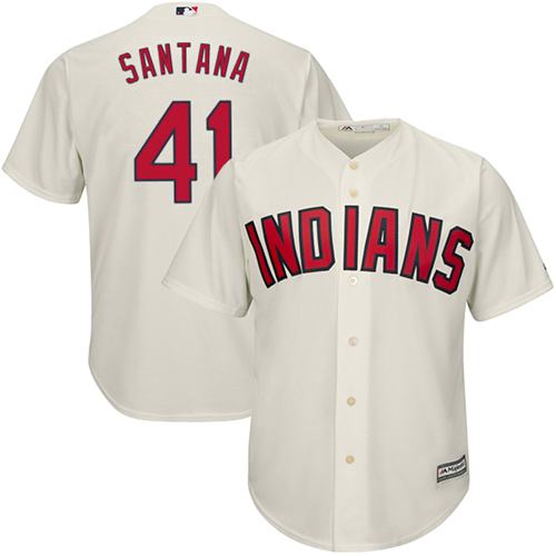 Kid Cleveland Indians 41 Carlos Santana Cream Alternate MLB Jersey