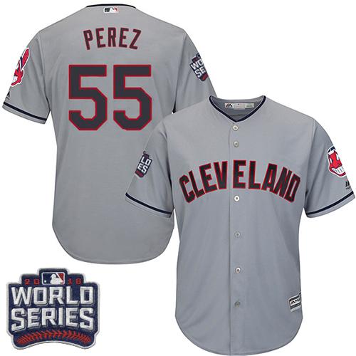 Kid Cleveland Indians 55 Roberto Perez Grey Road 2016 World Series Bound MLB Jersey