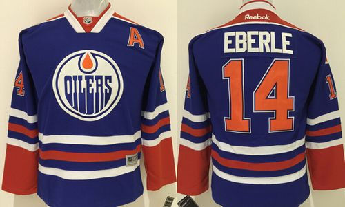 Kid Edmonton Oilers 14 Jordan Eberle Light Blue NHL Jersey
