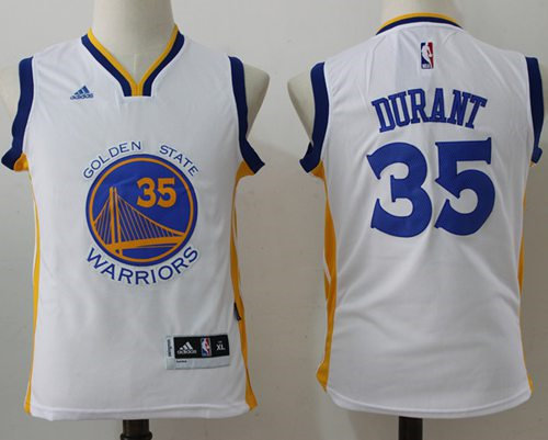 Kid Golden State Warriors 35 Kevin Durant White NBA Jersey