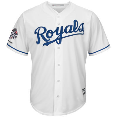 Kid Kansas City Royals Blank White Cool Base 2015 World Series Champions MLB Jersey