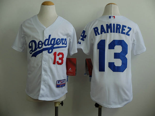 Kid Los Angeles Dodgers 13 Hanley Ramirez White Jersey