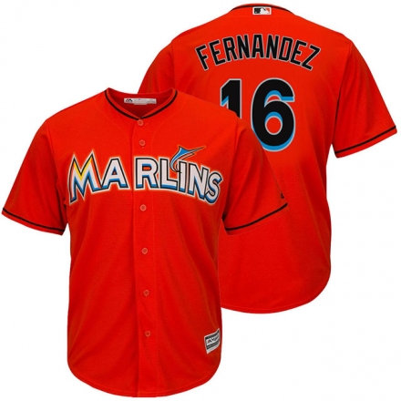Kid Miami Marlins 16 Jose Fernandez Orange Cool Base Player Jersey