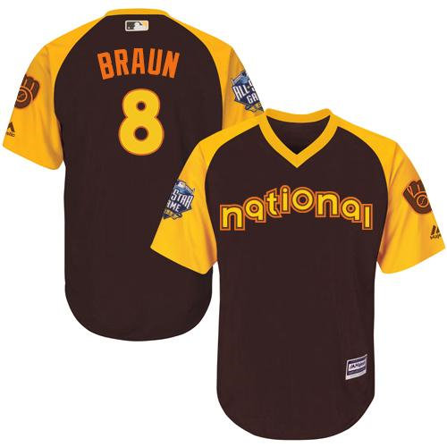 Kid Milwaukee Brewers 8 Ryan Braun Brown 2016 All-Star National League Baseball Jersey