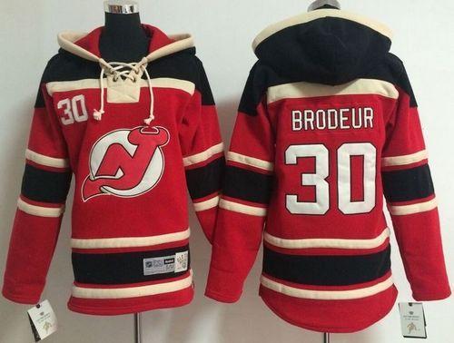Kid New Jersey Devils 30 Martin Brodeur Red Sawyer Hooded Sweatshirt NHL Jersey