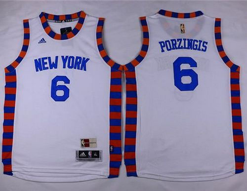 Kid New York Knicks 6 Kristaps Porzingis White Hardwood Classics Performance NBA Jersey