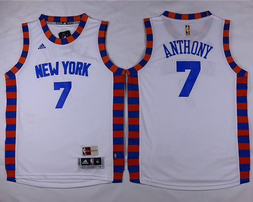 Kid New York Knicks 7 Carmelo Anthony White Hardwood Classics Performance NBA Jersey