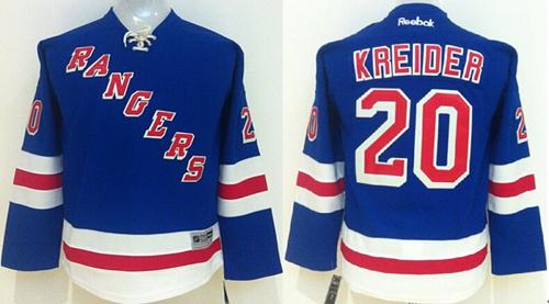 Kid New York Rangers 20 Chris Kreider Blue Home NHL Jersey