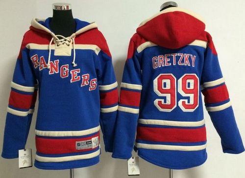 Kid New York Rangers 99 Wayne Gretzky Blue Sawyer Hooded Sweatshirt NHL Jersey