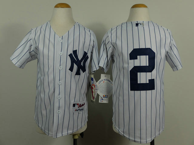 Kid New York Yankees 2 Jeter White Jersey