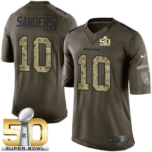 Kid Nike Broncos 10 Emmanuel Sanders Green Super Bowl 50 NFL Limited Salute to Service Jersey