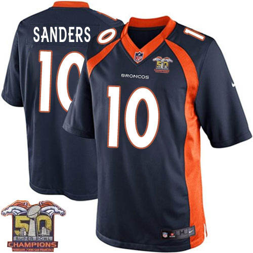 Kid Nike Broncos 10 Emmanuel Sanders Navy Blue NFL Alternate Super Bowl 50 Champions Jersey