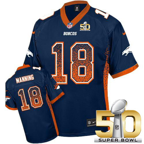 Kid Nike Broncos 18 Peyton Manning Blue Alternate Super Bowl 50 NFL Drift Fashion Jersey